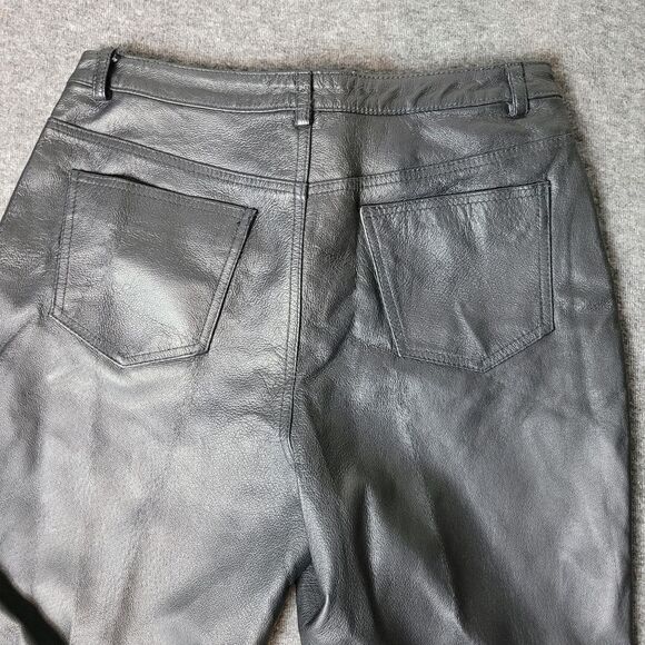 Vtg 90's Metrostyle Women's Size 12 Black Leather Motorcycle Boot Cut Pant Lined - Picture 13 of 15